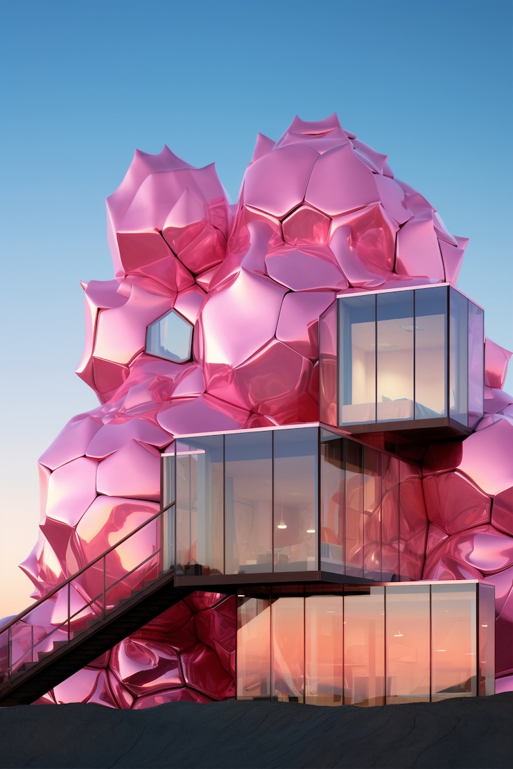 Foto gratuito renderización en 3d de un edificio abstracto