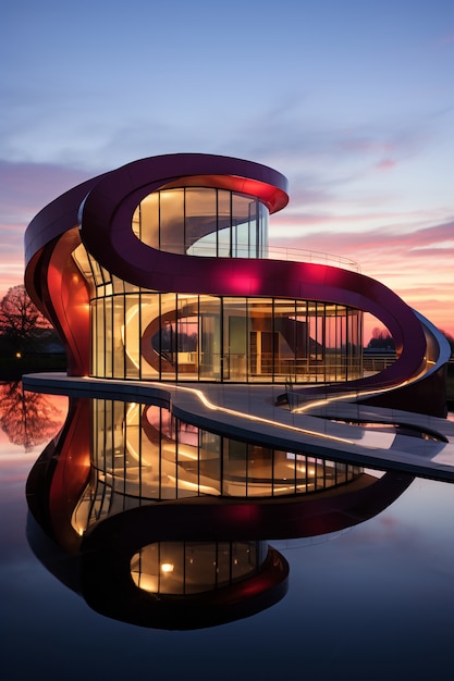 Renderización en 3D de un edificio abstracto