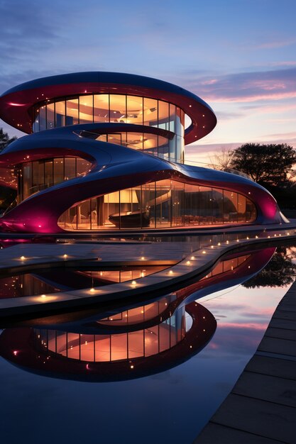 Renderización en 3D de un edificio abstracto