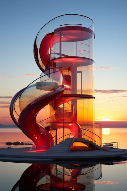 Renderización en 3D de un edificio abstracto