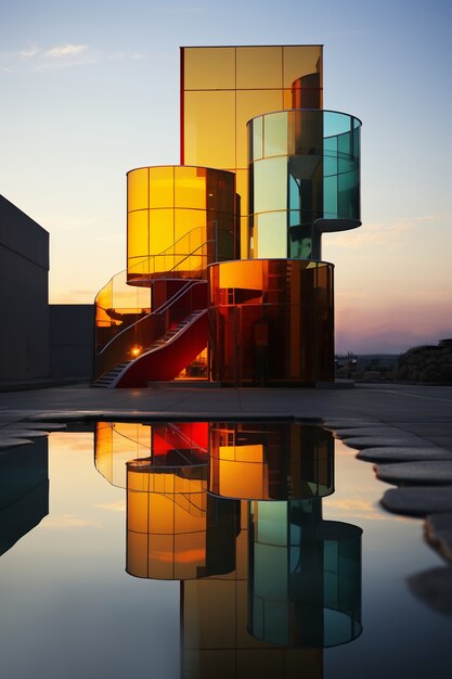 Renderización en 3D de un edificio abstracto