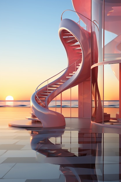 Renderización en 3D de un edificio abstracto