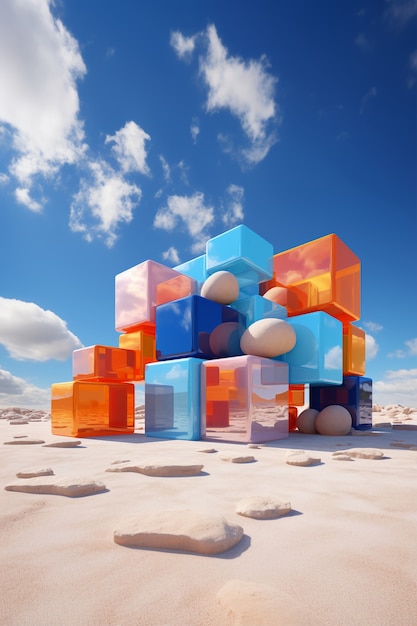 Renderización en 3D de un edificio abstracto