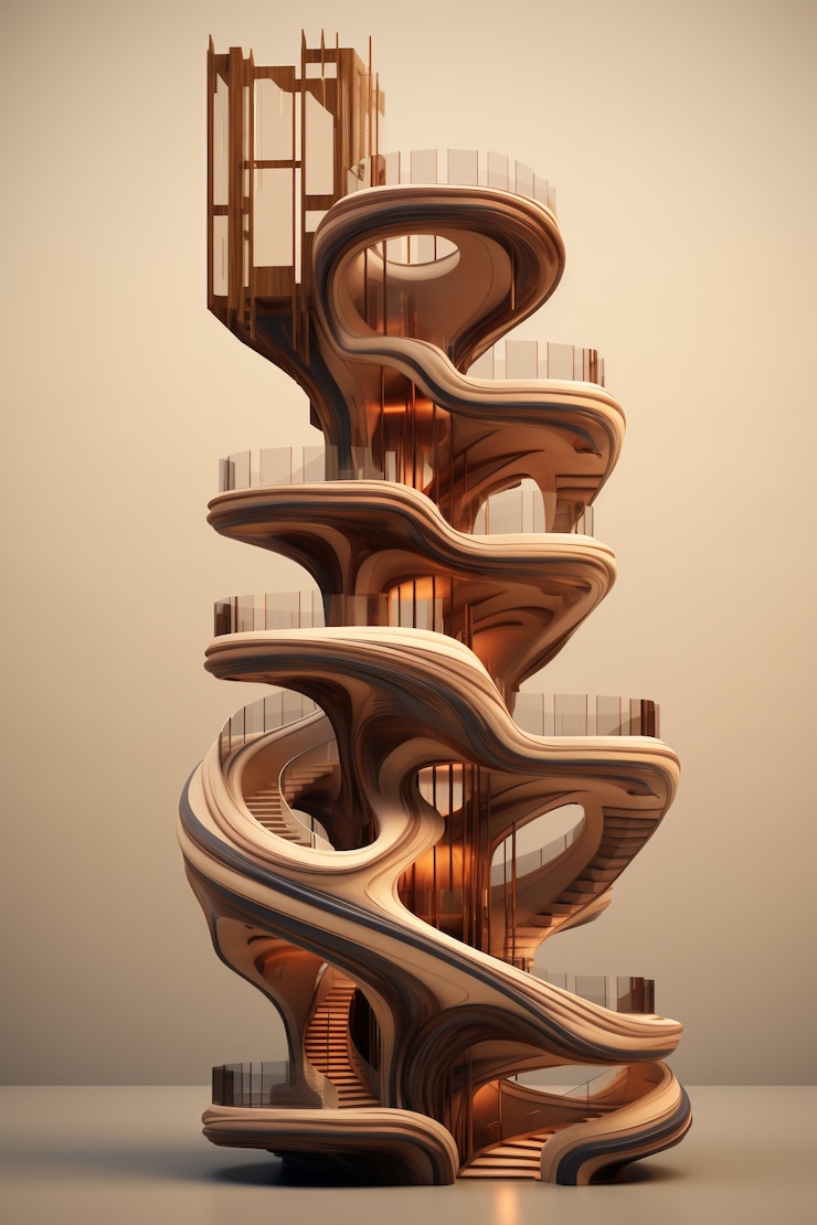 Foto gratuito renderización en 3d de un edificio abstracto