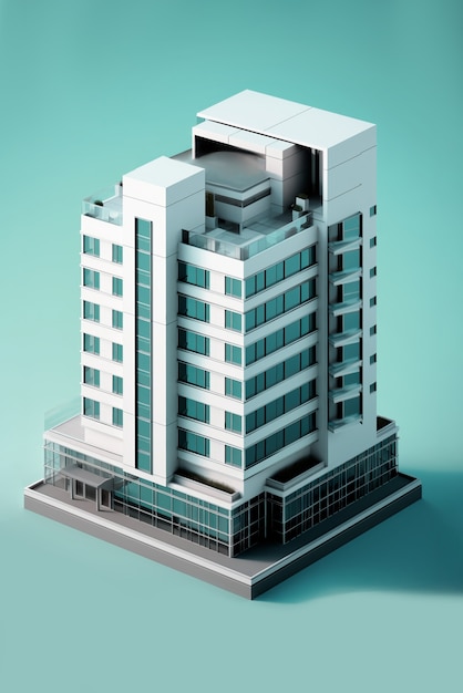 Renderización en 3D de un edificio abstracto