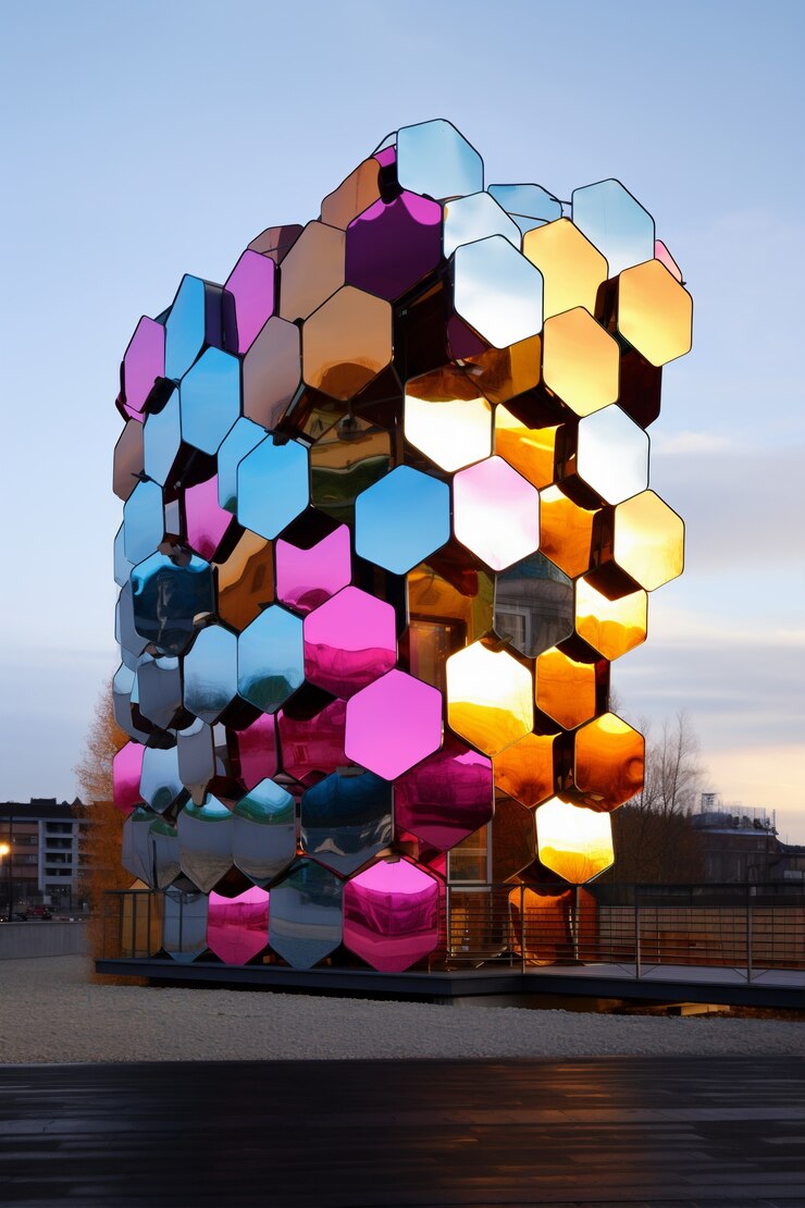 Foto gratuito renderización en 3d de un edificio abstracto