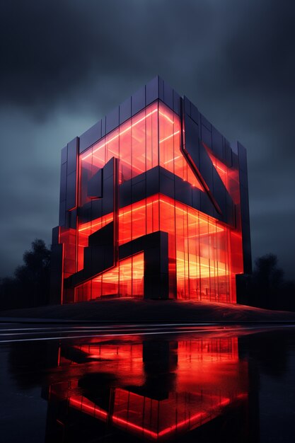 Renderización en 3D de un edificio abstracto