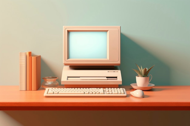Foto gratuita renderización en 3d del escritorio de la computadora