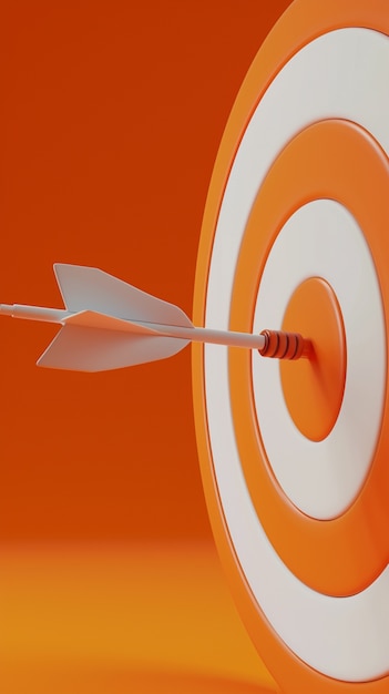 Renderización en 3D de la flecha golpeando el objetivo