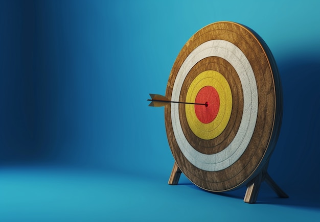 Renderización en 3D de la flecha golpeando el objetivo