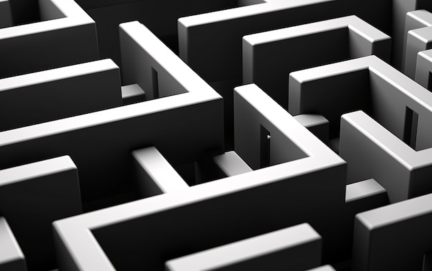 Renderización en 3D de un fondo abstracto en blanco y negro