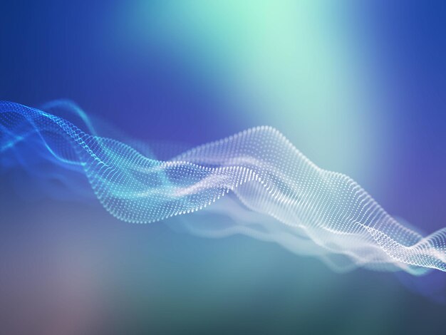 Renderización 3D de un fondo de comunicaciones de red abstracto con partículas que fluyen