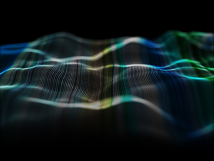 Foto gratuito renderización 3d de un fondo moderno con diseño de partículas fluidas