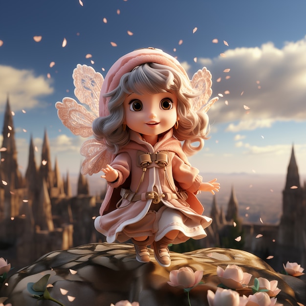 Renderización en 3D de un hada lindo