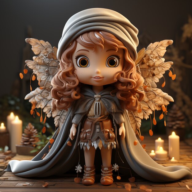 Renderización en 3D de un hada lindo