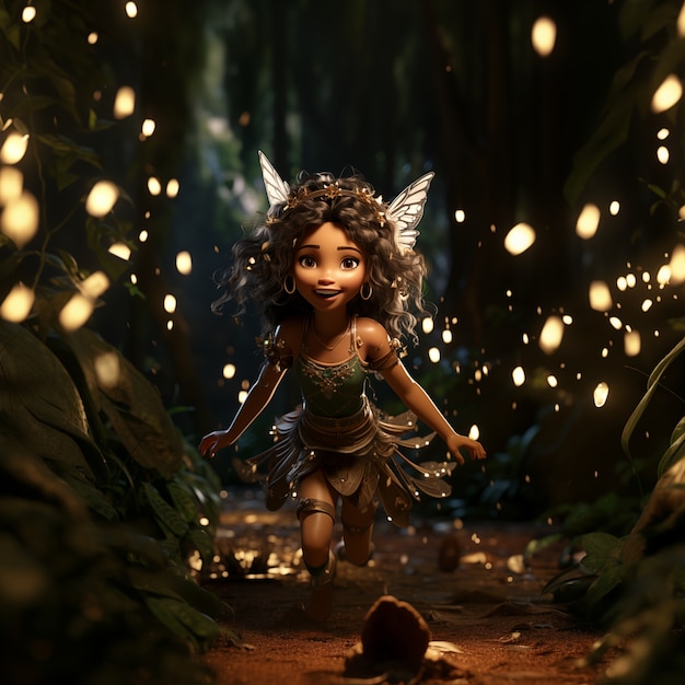 Renderización en 3D de un hada lindo