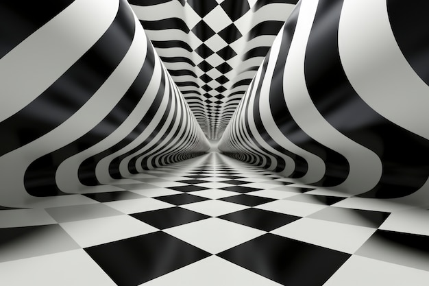 Renderización 3D de la ilusión óptica en blanco y negro