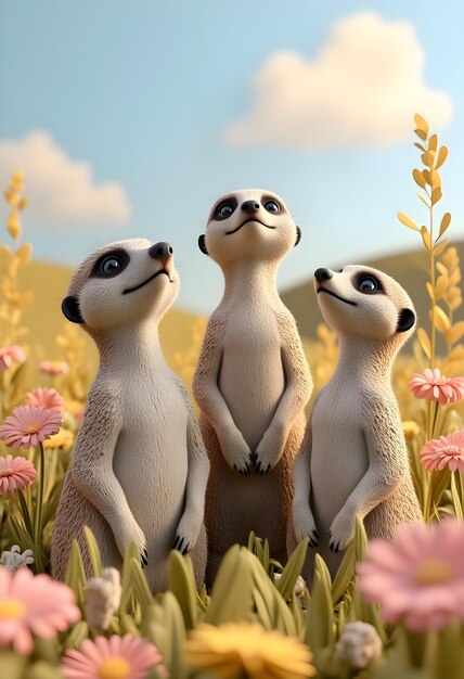 Renderización en 3D de la ilustración de animales