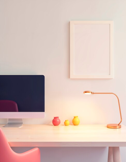 Renderización en 3D de la ilustración de la computadora de escritorio