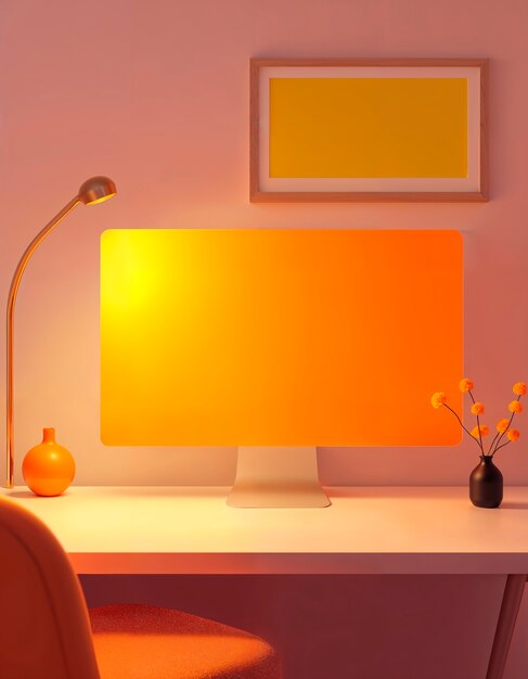 Renderización en 3D de la ilustración de la computadora de escritorio
