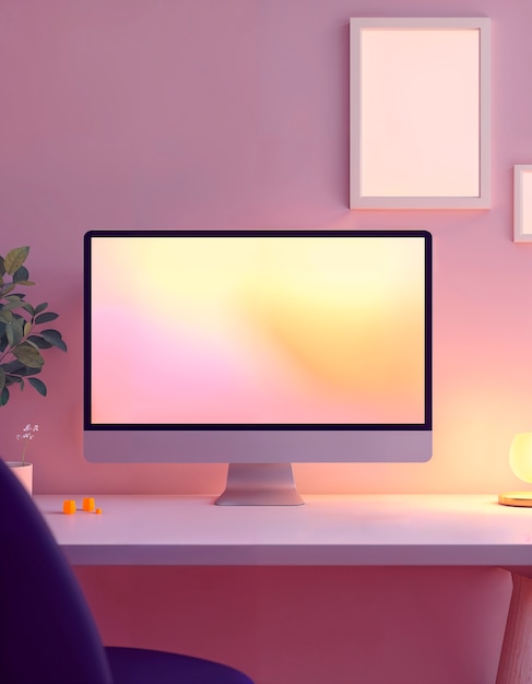 Renderización en 3D de la ilustración de la computadora de escritorio