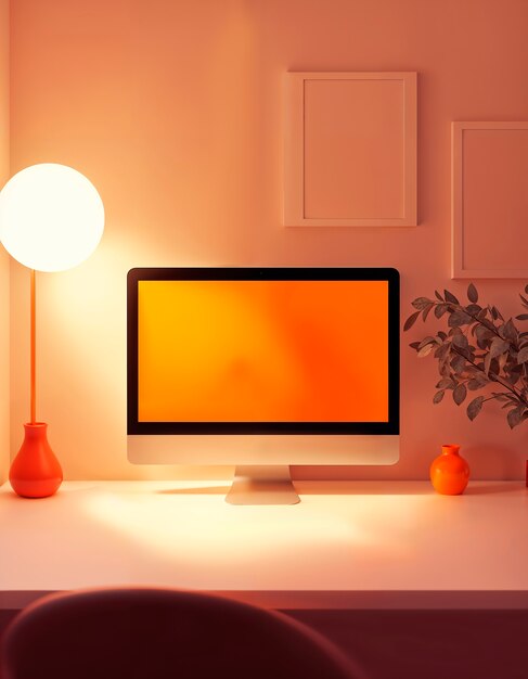 Renderización en 3D de la ilustración de la computadora de escritorio