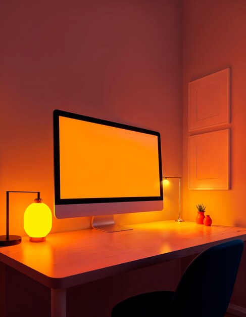 Renderización en 3D de la ilustración de la computadora de escritorio