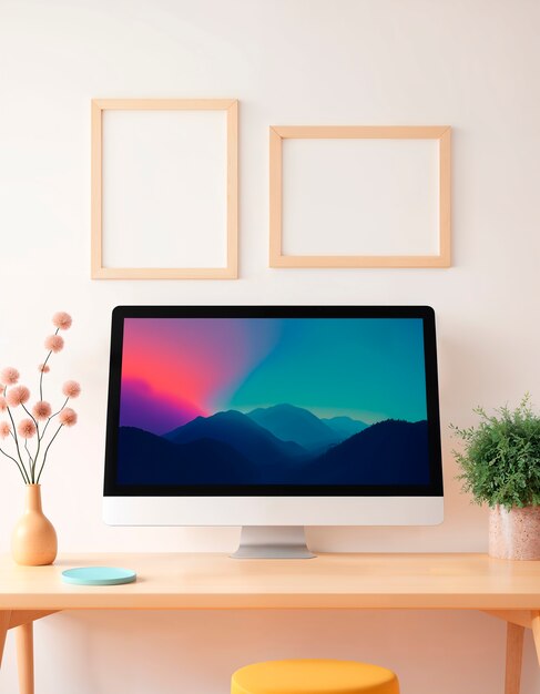 Renderización en 3D de la ilustración de la computadora de escritorio