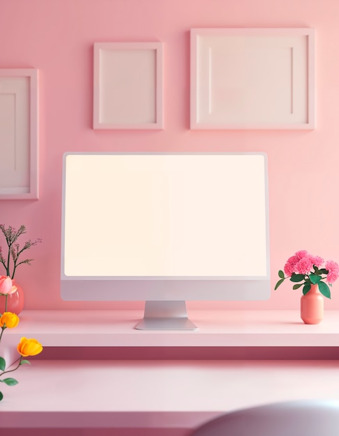 Renderización en 3D de la ilustración de la computadora de escritorio