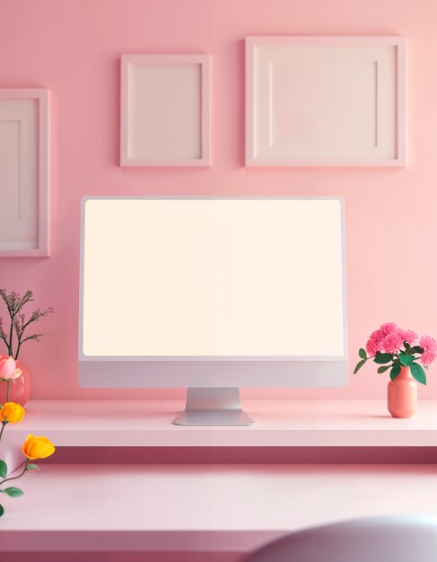 Renderización en 3D de la ilustración de la computadora de escritorio