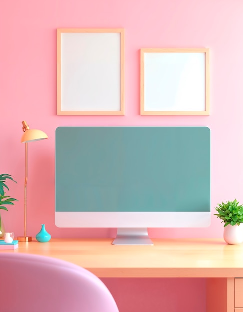 Renderización en 3D de la ilustración de la computadora de escritorio