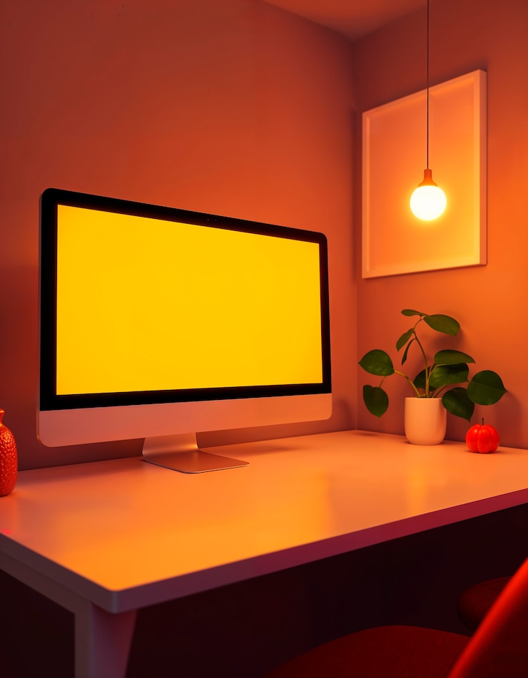 Foto gratuito renderización en 3d de la ilustración de la computadora de escritorio