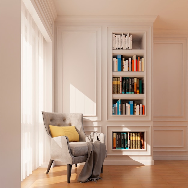 Foto gratuita renderización en 3d del interior clásico