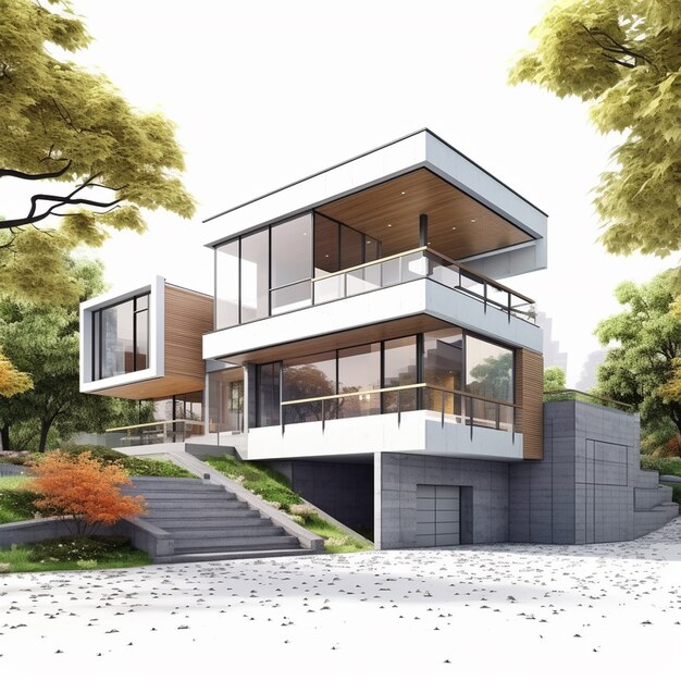 Renderización en 3D del modelo de la casa