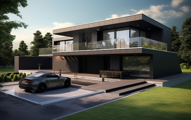 Renderización en 3D del modelo de la casa