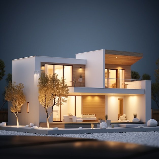 Renderización en 3D del modelo de la casa
