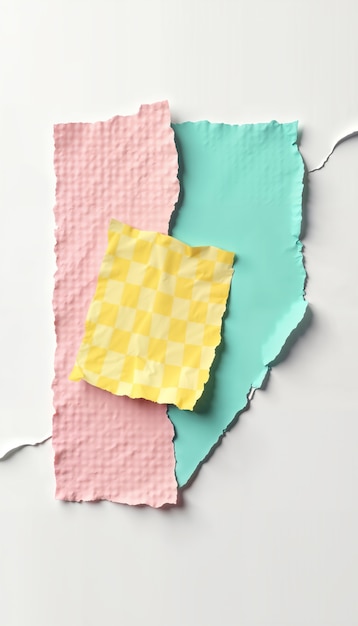 Renderización en 3D de papel rasgado de colores