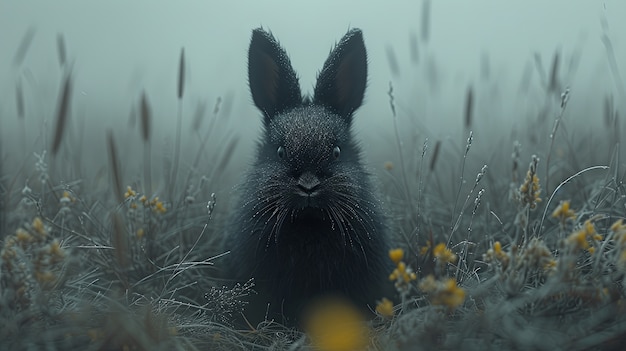 Renderización 3D de la pintura del conejo de Pascua en la Edad Media