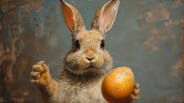 Foto gratuita renderización 3d de la pintura del conejo de pascua en la edad media