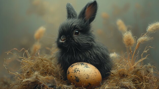 Renderización 3D de la pintura del conejo de Pascua en la Edad Media