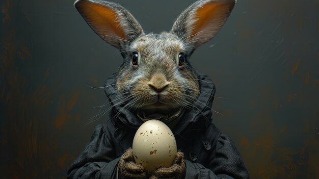 Renderización 3D de la pintura del conejo de Pascua en la Edad Media