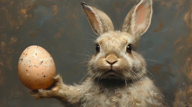 Renderización 3D de la pintura del conejo de Pascua en la Edad Media