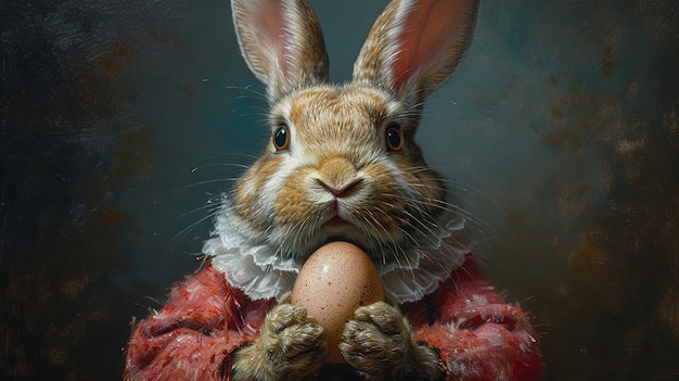 Renderización 3D de la pintura del conejo de Pascua en la Edad Media
