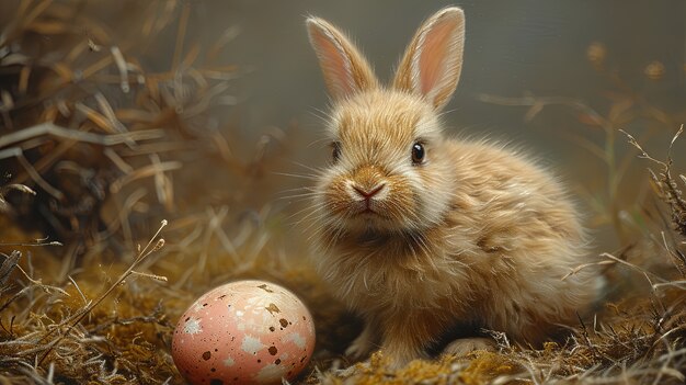 Renderización 3D de la pintura del conejo de Pascua en la Edad Media