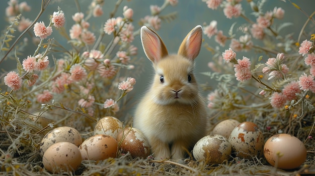 Foto gratuita renderización 3d de la pintura del conejo de pascua en la edad media