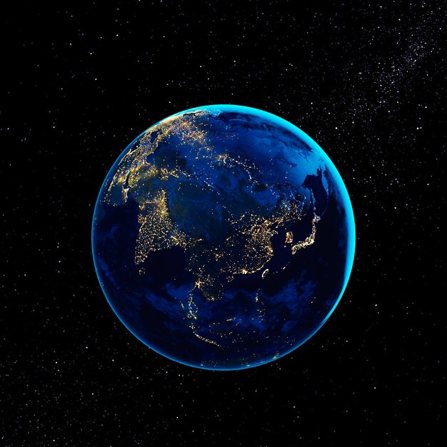 Renderización en 3D del planeta Tierra