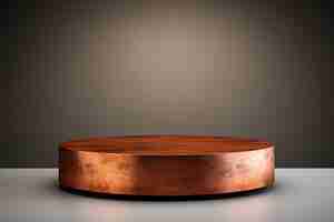 Foto gratuita renderización 3d de un podio de cobre oxidado vacío para el telón de fondo del estudio de exhibición de productos
