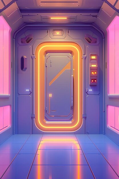 Renderización en 3D de la puerta de bienvenida de dibujos animados