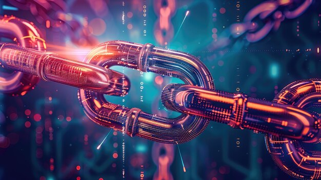Renderización 3D de la tecnología blockchain