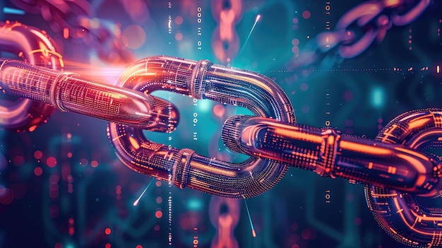 Renderización 3D de la tecnología blockchain